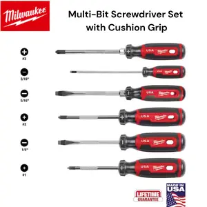Milwaukee Tools MT200-6 Multi-Bit Screwdriver Set with Cushion Grip