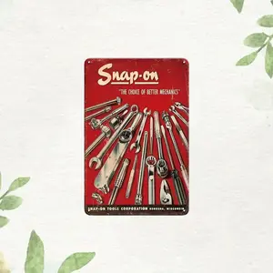 Vintage Metal Garage Sign Snap-On Tool Board Mechanical Gift Man Cave Decoration 30.48x20.32cm, Retro Industrial Decor for Men Vintage Garage Signs