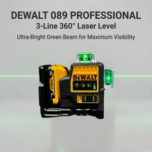 DEWALT Green Beam Self-Leveling Protractor Kit (089) with Modular Storage Case - 0.8kg Compact Body, Bright Beam for Bright Environments, IP54 Rated, Long-Range Precision, for Jobsite Installation
