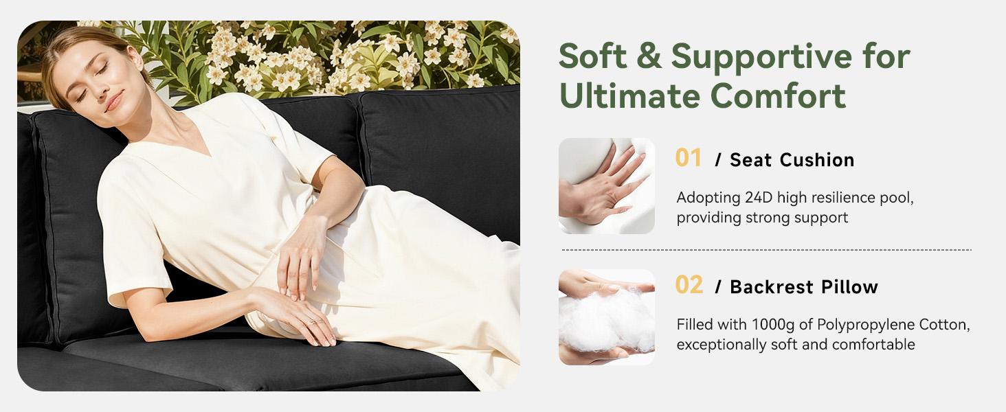 oneinmil Replacement Cushions for Outdoor Furniture, 7-Piece Outdoor Cushions for Patio Furniture, Deep Seat, Waterproof & Fade Resistant Couch Cushion for 4-Seat Patio Conversation Sets,