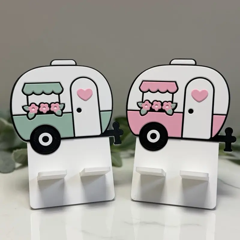 Cute Camper Phone Stand | 3D Printed Cell Phone Holder | Desk Accessory | Travel Trailer Decor | Gift for Camper Lovers