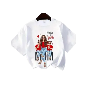 Cotton Short Sleeve TShirt Featuring Cartoon Print for Women Y2K Style Crew Neck Polyester Ideal Mother's Day Gift