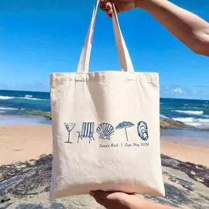 Coastal Doodle Tote Bag Personalized Beach Wedding Favor, Customized Tote Bags, Beach Bag, Wedding Party Gifts, Bachelorette Gift, Custom Name Tote