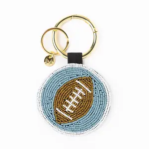 Game Day Football Beaded Bag Charm Navy, Blue, + White