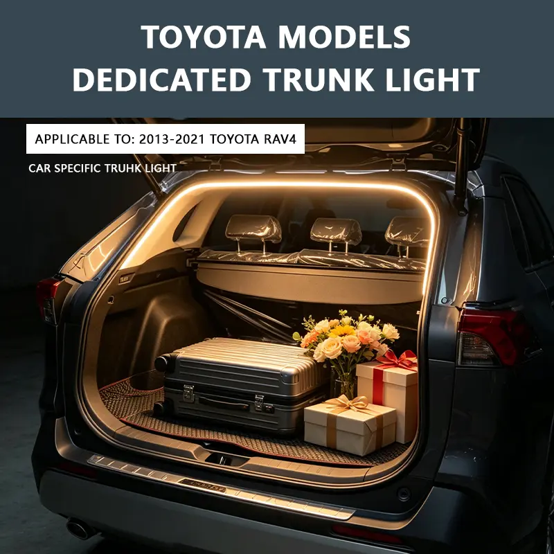 Trunk LED Light Strip for 2013-2021 TOYOTA RAV4, Flexible IP67 Rated Waterproof Silicone Embedded Cuttable Strip, Cool White Illumination, Full Coverage Car Interior Decor, Enhanced Luggage Access Lighting