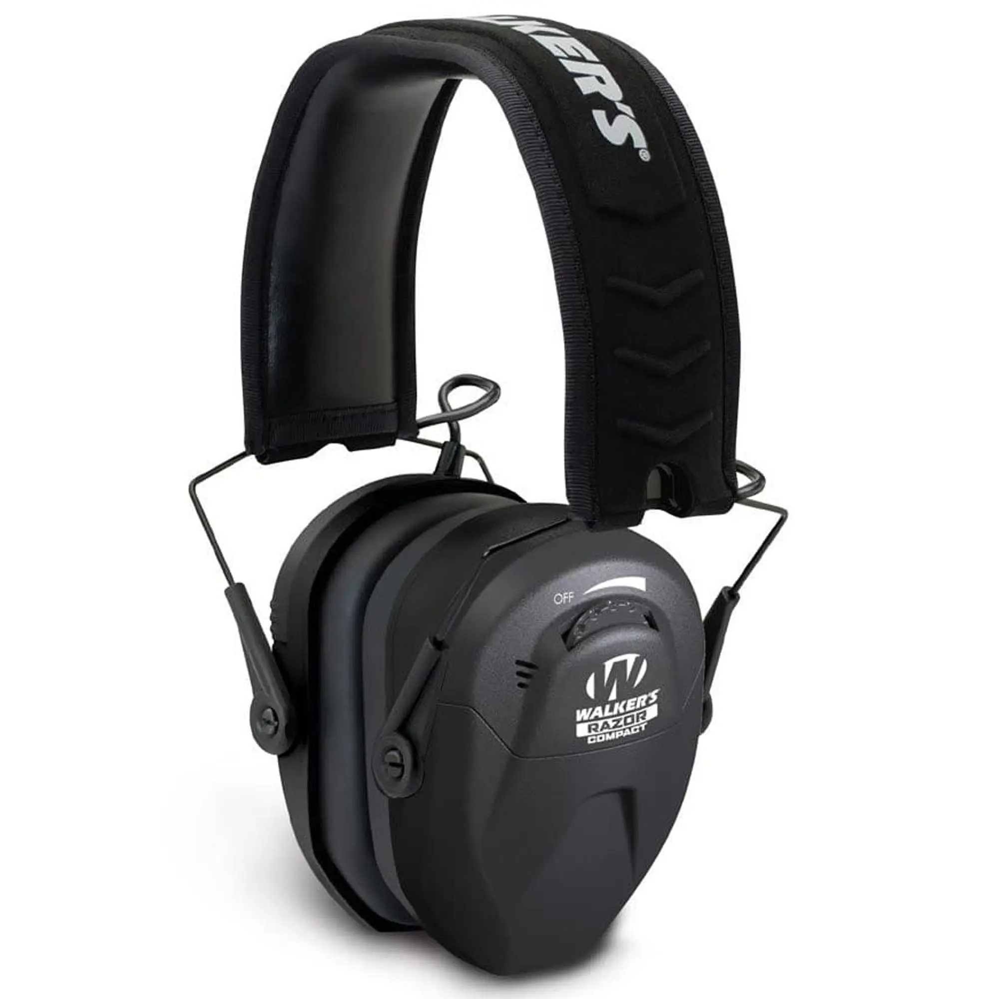 Walkers Razor Compact Electronic Ear Muff, Ultra Low-Profile Female Fit for Women & Youth Shooting, Black, With Batteries Included