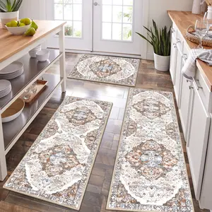 [FebruaryStockUp] HEBE Washable Farmhouse Kitchen Rugs Sets of 3 Non Slip Kitchen Rugs and Mats Boho Kitchen Mats for Floor Kitchen Runner Rug Kitchen Carpet Rug Runner for Hallways Kitchen Laundry