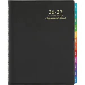 Appointment Book/Planner 2026-2027 - Weekly Appointment Book 2026-2027, July 2026 - June 2027, Daily/Hourly Planner with Tabs, 15 Minutes, 8.26" x 11.4", Wirebound - Black