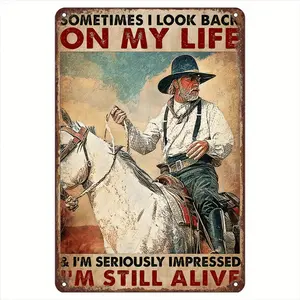 Replica Old West Denim Metal Wall Hangings - Ideal for Western Enthusiasts, Ranch Decorations and Gifts