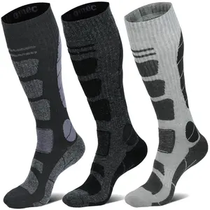 Thermal Ski Socks Men Women - 3 Pairs Knee High Warm Wool Blend Snowboarding Socks