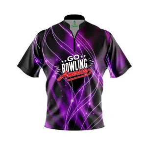 Go Bowling Official Purple Spiral Waves 2023 League Bowling Jersey Size S-5XL