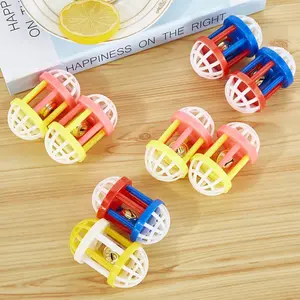 Plastic Geometric Pattern Cat Toy Dumbbell with Bell, No Battery Needed, Random Color, Suitable for Active Kitties and Kittens Playing