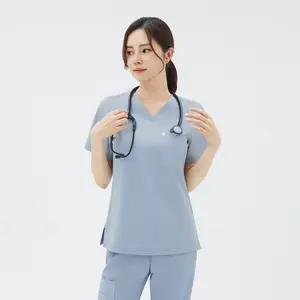 Zenir | Women's Single Pocket Scrub Top (1) - Cool Gray