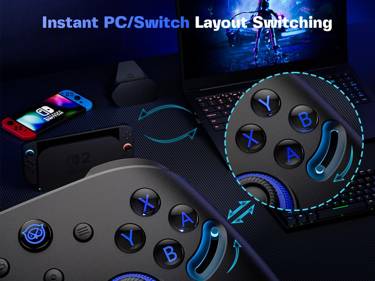 NYXI Imperial (Not For Xbox) PC Gaming Controller with Adjustable Tension TMR Joysticks, Interchangeable Buttons for PC/Switch Layouts, 1000Hz Polling Rate, Dual-Mode Triggers, 1200mAh Battery & Dock - for PC/Switch/Android/TV