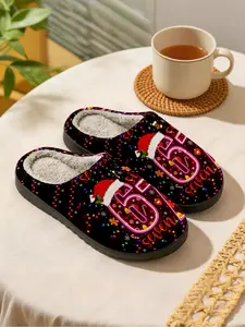 ✨Christmas Neon 67 Number Fuzzy Slippers 1 Pair Neon Trendy Christmas Style, Plush Warm & Thick Sole Soft Cushioning, Perfect for Christmas Enthusiasts & Neon Trendy Style Lovers in Winter Home Wear🔥