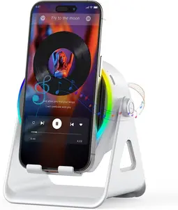 Wireless Induction Speaker,4 in1 Phone Stand Bluetooth Speaker with Colorful Ambient Light 360° Rotation Compatible with Tablet iPhone Android,Unique Birthday Gift for Men Women Adults ccr akll