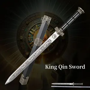Crafted high hardness stainless steel blade body, with sheath Chinese pattern sword type collection decoration, mini traditional martial arts exercise tool, exquisite edge durable ancient style sword, without blade, suitable for collection