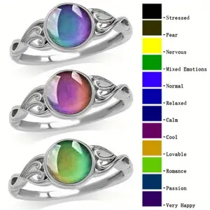 925 sterling silver ring, creative temperature-sensitive color change, showing different colors according to mood, suitable for men and women, suitable for daily party wear