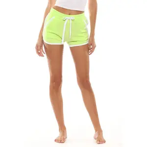 Terry Dolphin Lounge Shorts With Pockets in Neon Lime
