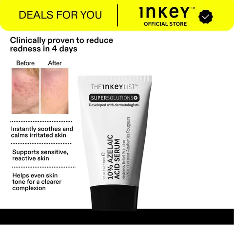 The INKEY List Redness Relief Solution 10% Azelaic Acid Serum with Centella Asiatica Hyaluronic Acid for Sensitive Skin Redness 30ml