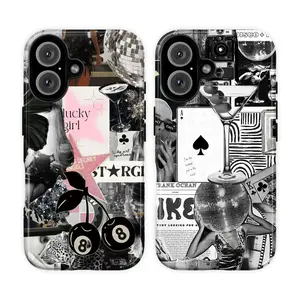 Trendy Retro Collage Phone Case – Black & White Aesthetic with 8 Ball, Martini & Disco Design for iPhone & Samsung – Fits iPhone 16 15 14 13 12 11 X XR XS 7 8 SE Plus Pro Max – Galaxy S24 S23 S22 S21 Ultra