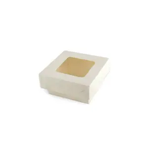 212 MAIN Small White Kray Box With Lid and Window, 7 Oz Square Bakeware, Pack Of 250