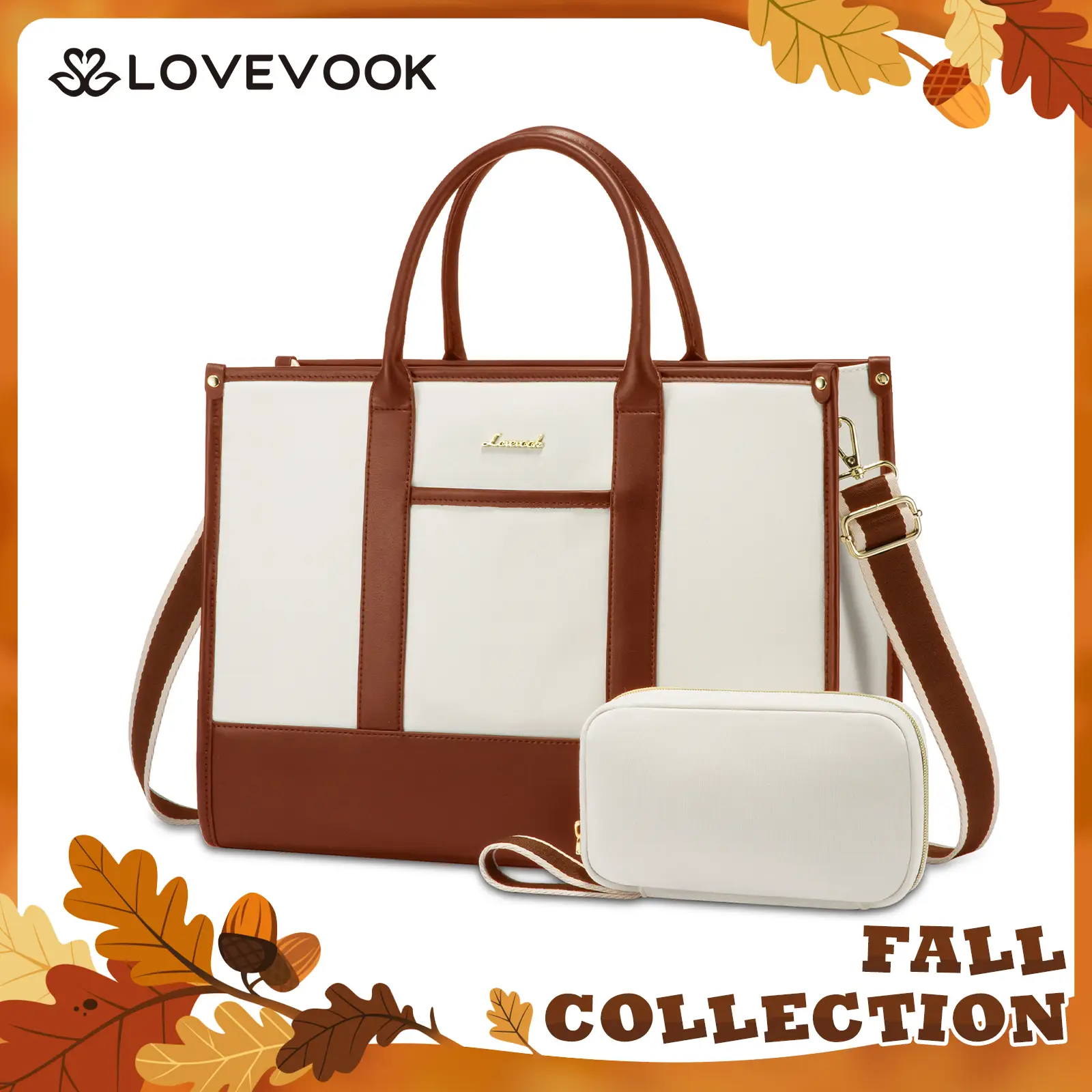 LOVEVOOK Fall Laptop Tote Bags for Women Work Bag 15.6 inch and 17.3 inch Large Professional Teacher Purse Lightweight Computer Bag Briefcase Business