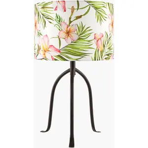 Muted Tan Traditional Table Lamp with linen details for bedside or console tables