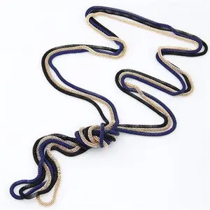 Multi Layer Blue Long Knot Sweater Chain Necklace - High-Quality Fashion Jewelry for Women's Stylish Outfits - Elegant & Versatile Accessory