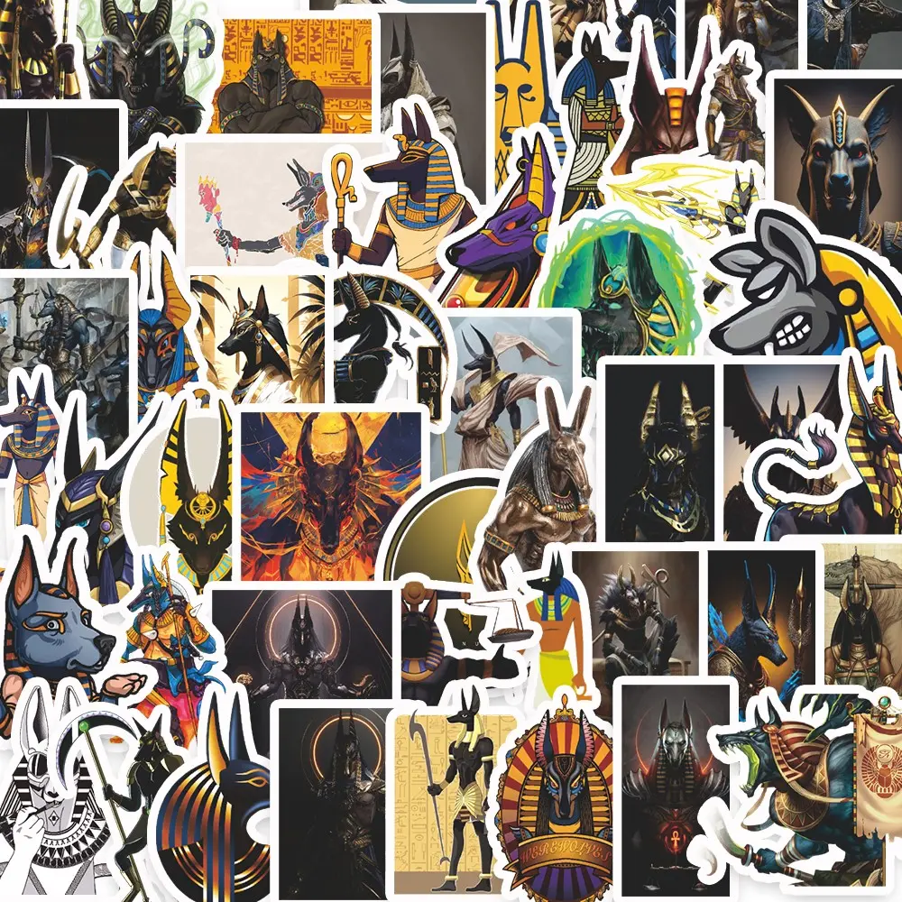 53pcs Anubis Egyptian Mythology Stickers Pack, Stickers Kit, Waterproof Ancient Egyptian Egyptian God Anubis Character Decals for Laptop, Water Bottle, Journal & Scrapbook, Mythology Lover Gift