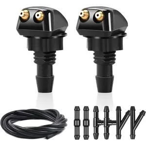 2pcs Front Windshield Washer Nozzles, Front Windshield Washer Nozzle kit and Fluid Hose, Windshield Washer Nozzles Wiper Spray Fit for Most Cars