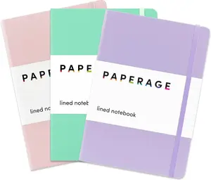 PAPERAGE Lined Journal Notebooks, 3 Pack, (Blush, Mint, Lavender), 160 Pages, Medium 5.7 inches x 8 inches - 100 GSM Thick Paper, Hardcover