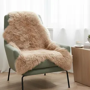 Genuine  Sheepskin Rug, Shaggy   Lambskin Throw Pad for Bedroom Living Room Carpet Sofa Cover Chair Side of The Bed Couch Bench  Pray Cushion Mat