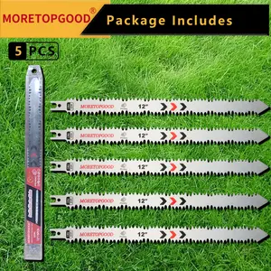 Double-Sided Reciprocating Saw Blade,6 Inch Wood Pruning Japanese Teeth Saw Blades for Cutting Bamboo/Tree Branches/Limb/Roots/Shrubs/Brush/Stumps (5TPI/5 Pack)