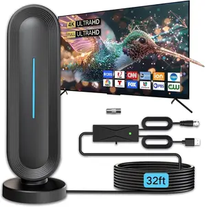 TV Antenna for Smart TV Indoor, Digital Antenna for Local Channels, Support 4k 1080p with Strong Magnetic Base, Long Range Reception with Amplifier Signal Booster for Old/HD TVs