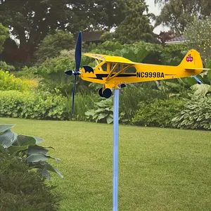 Handmade Metal Airplane Wind Vane Wind Spinner - Outdoor Windmill Decor with 3D Propellers, No Electricity Needed, Weather-Resistant Garden & Courtyard Decoration Gift for Aviation Enthusiasts