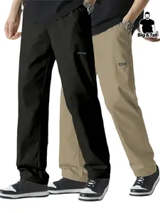 【Plus Size】 Men's Straight Leg Pants, Casual Comfy Pants for Outdoor Daily Wear, Men's Trousers, Casual Basic Trousers for All Seasons