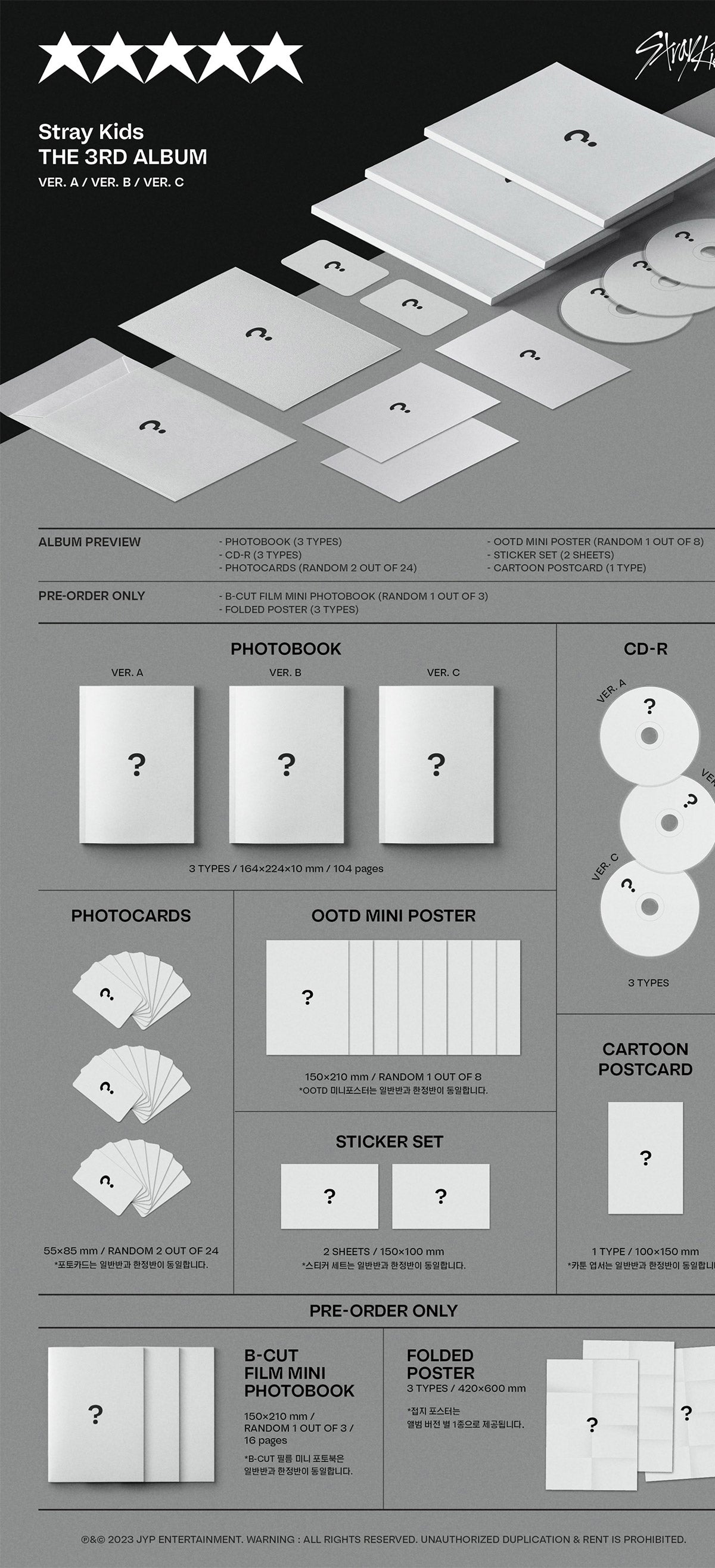 Stray Kids - 5-STAR 3° Album Completo Versione Fotolibro (B) Con Poster E Mini Photobook - CD + Photo Cards