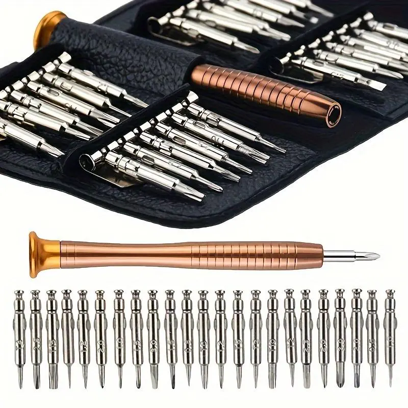1 set, precision screwdriver set, 25 in 1 repair tool set, small screwdriver set, star/Y/flat blade/triangular screwdriver, suitable for mobile laptop glasses camera PC, Screwdriver Bits Set, Screwdriver Components