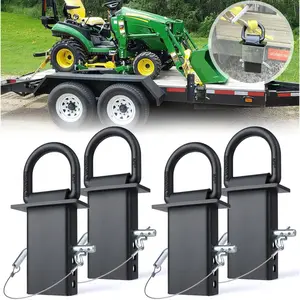 5/8" Heavy-Duty Stake Pocket D Rings with Anti-Loss Cord | Adjustable 18,000 lbs Trailer Stake Pocket Tie-Down Utility for Flatbed  and  | 4 Adjustable Holes | 4 Pack