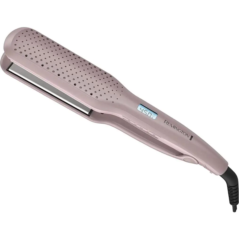 Remington Wet2Straight Hair Straightener, 1 3/4 Inch Plates, 450°F, Mauve | 20% Faster Styling for Damp or Dry Hair, ceramic + titanium coated flat iron plates in mauve, safe steam styling