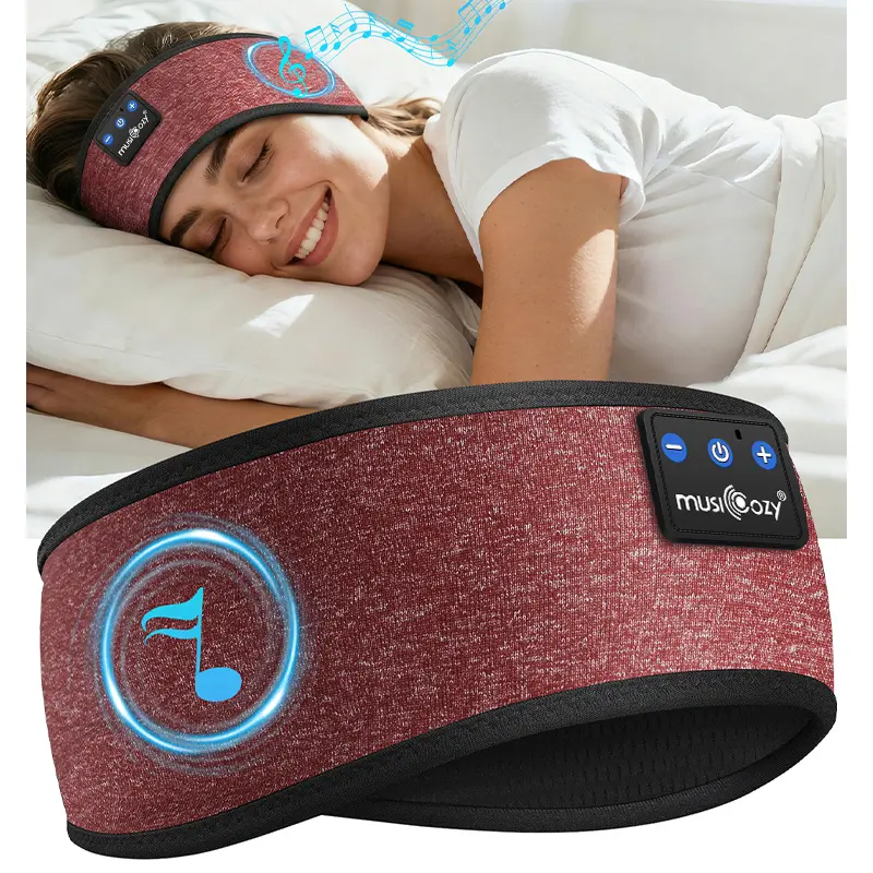 MUSICOZY Sleep Headband Headphones, Soft Bamboo Cotton Mask Releasing Negative Ions, Hypoallergenic & Chemical-Free, 15-Hour Playtime for Side Sleepers, Audios, Meditation, Wireless, Bluetooth 5.4