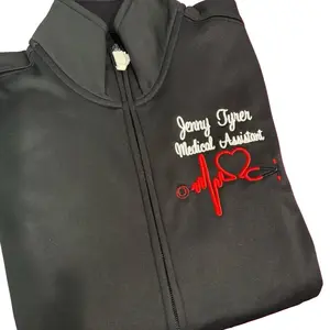 Personalized Medical Assistant Nurse Full Zippered Jacket Sweatshirt | Personalized Nurse Polyester Jacket|Personalized Ladies Nurse/Doctor Heart Steth