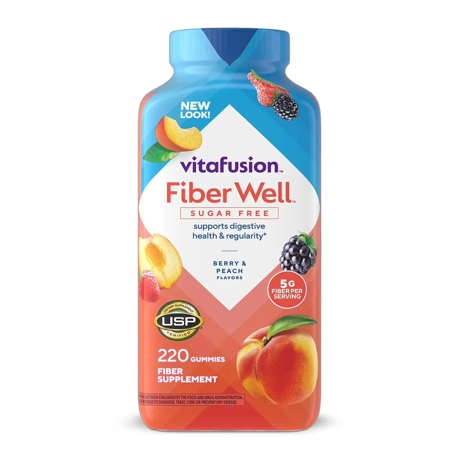 Vitafusion Fiber Well Sugar Free Gummy Vitamin Supplement, 220 Count