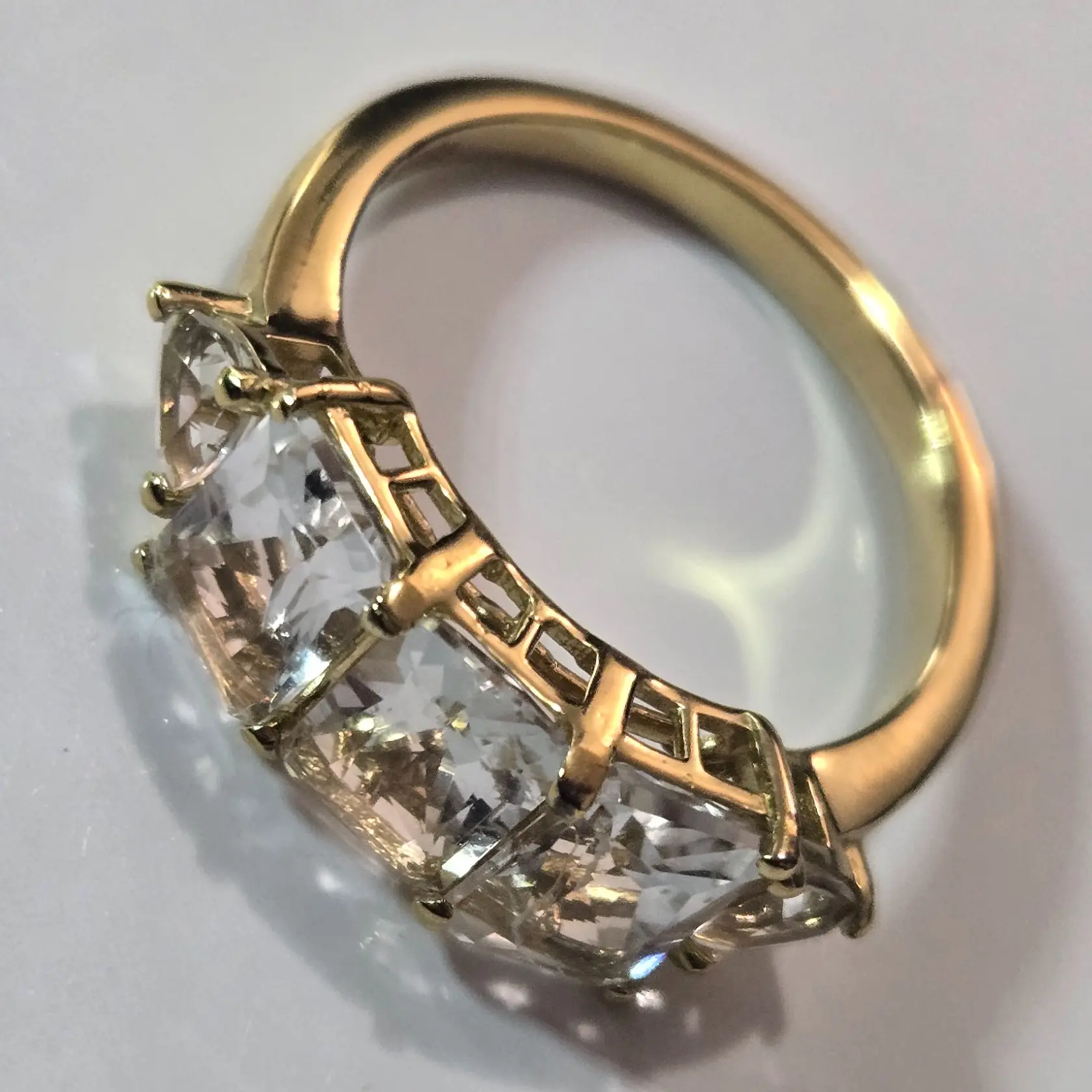 Petalite 2.70 CTW Trilogy Ring in 18K Vermeil Yellow Gold Over Sterling Silver (Size 7)