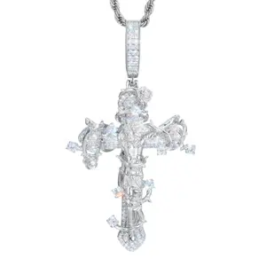 【#P683】The Thorn Cross of Jesus  UCCIYO  Lab-created moissaniteS925 Sterling Silver Moissanite Pendant Necklace for Women Men Hip Hop Jewelry Gift