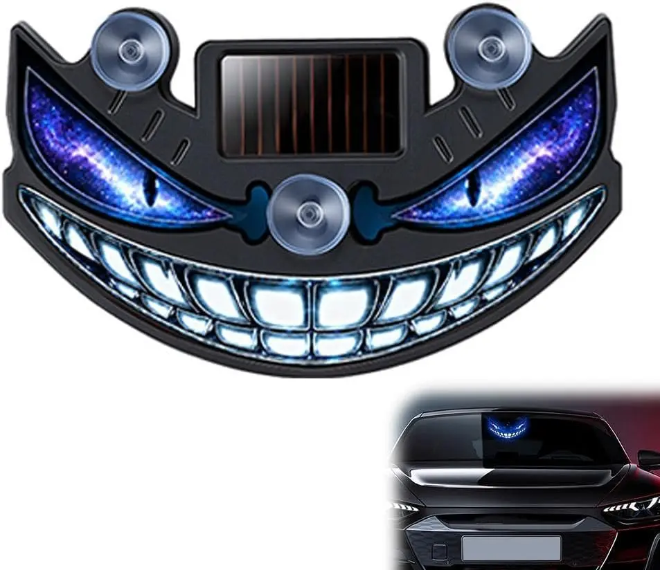 Solar Devil Eye LED Car Window Light,Auto Decorative Light, Automotive Decoration,Vampire Devil Eye Emoji Panel,Car Decor Gift, Universal Car Accessories,Halloween gifts