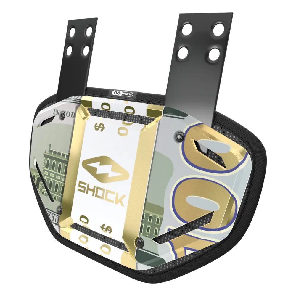 Shock Doctor Showtime Gold Money Bands Back Plate MAX PROTECTION Comfort Speed Ventilated HEX Padding for Football Players