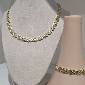 XOXO Set - Heart Design Gold Plated Necklace and Bracelet Set for Women