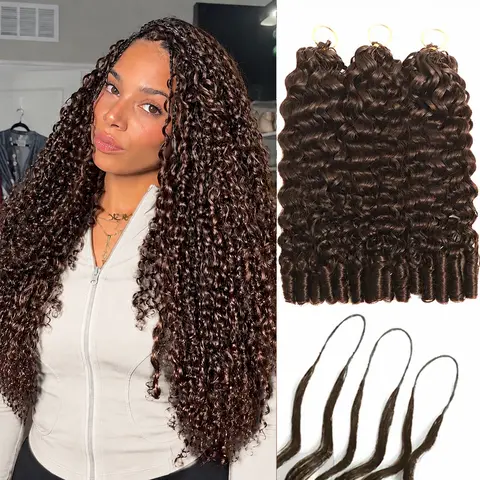 【New Color】Asakiss #4 Chocolate Brown Crochet Human Hair Burmese Curly Highlight Honey Blonde 99J Crochet Human Hair for Miracle Knots Knotless Pre-Separated 50g/Pack 40 Strands/Pack Time-Saving 4-5 Packs for Full Head Summer Vacation Protective Styles